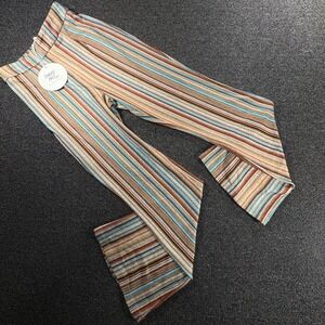 Princess Polly Striped Flare Leggings Women 2 Multi Color Boho High Waisted NWT